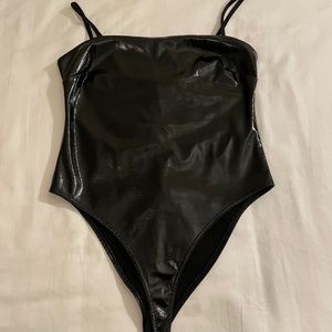 Vinyl black bodysuit